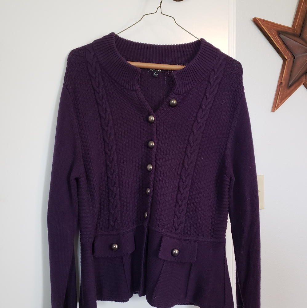 Tailored plum knit sweater